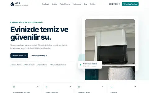 ARS Su Arıtma web sitesi