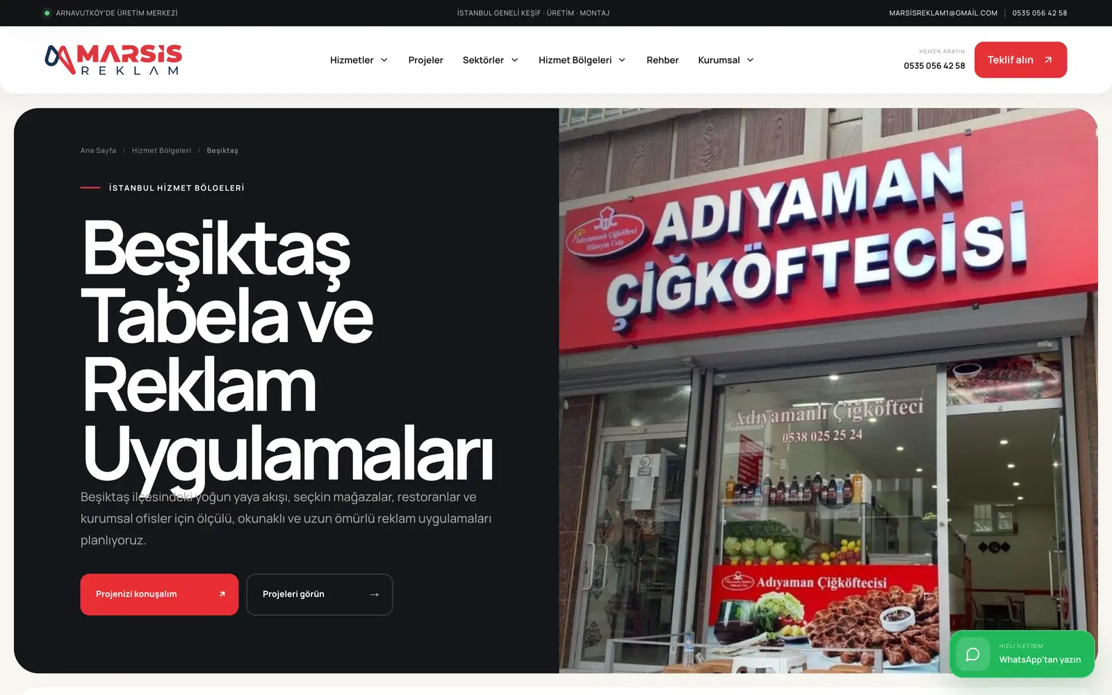 Marsis Reklam — iç sayfa görünümü