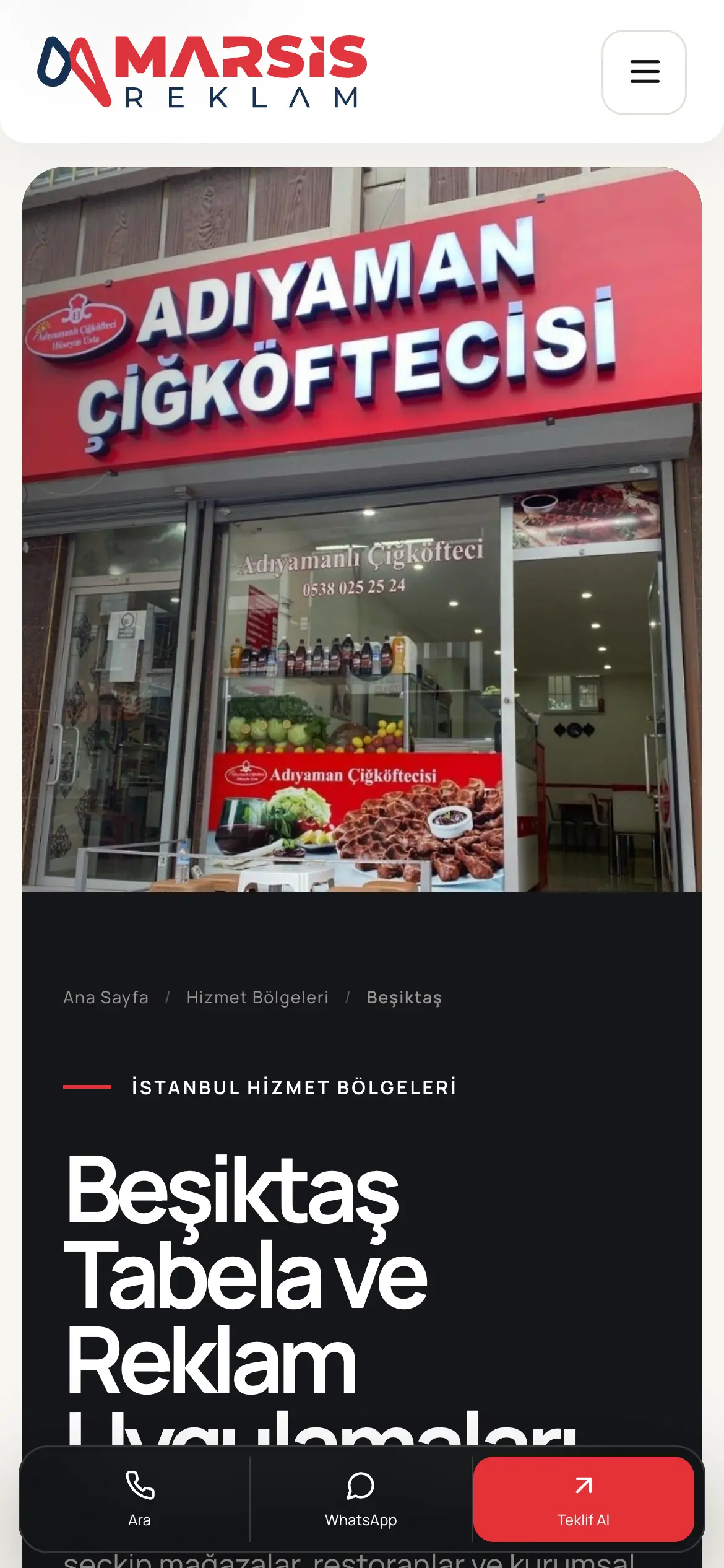 Marsis Reklam mobil iç sayfa