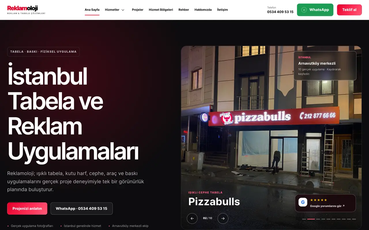 Reklamoloji web sitesi ana sayfası
