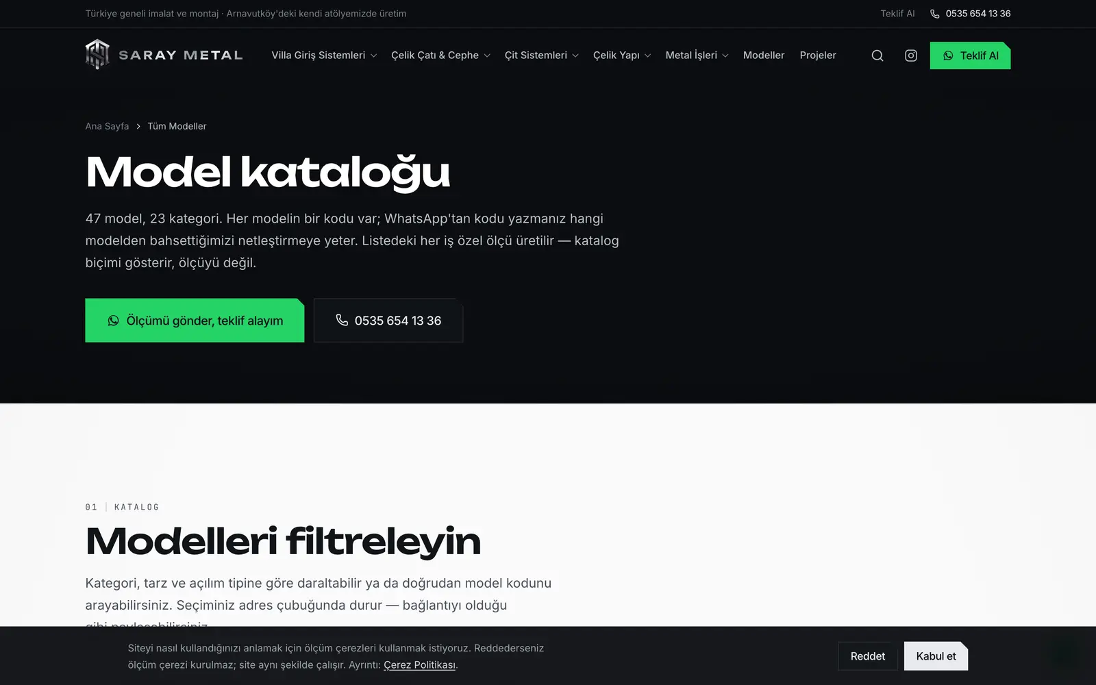 Saray Metal Çelik — iç sayfa görünümü